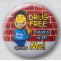 Stock 2 1/4" Drug Free Celluloid Buttons - Drug Free Begins with Me